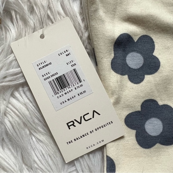 RVCA gogo mini dress white and blue 70s style size XS - Picture 6 of 7
